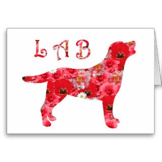 Labrador Floral Outline Design Greeting Cards