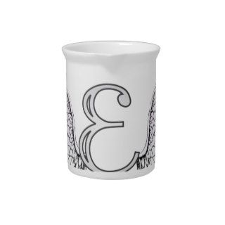 Letter E Initial Monogram with Angel Wings & Halo Drink Pitchers