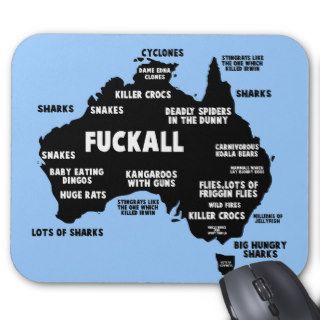 Funny Aussie map Mouse Pads
