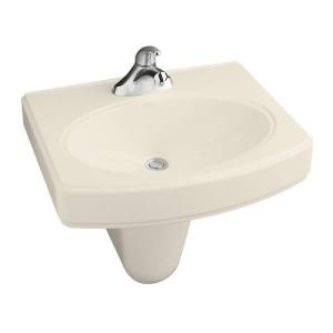 KOHLER Pinoir Wall Mount Bathroom Sink with Centers in Almond K 2035 8 47