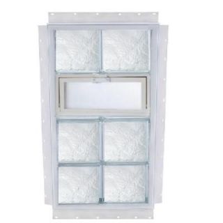 TAFCO WINDOWS NailUp 24 in. x 40 in. x 3 3/4 in. Ice Pattern Vented Glass Block New Construction Window with Vinyl Frame V2440DIA