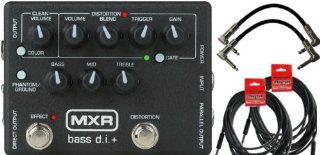 MXR M80 DI+ Bass DISTORTION Pedal Bundle w/4 Free Cables Musical Instruments