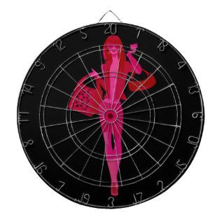 Cute pink fashion girl black background design dart board