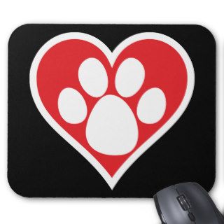 Heart Dog Paw (Dark) Mouse Pads