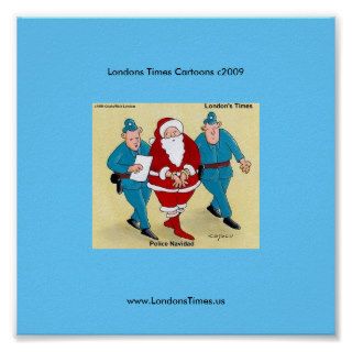 Police Navidad Funny Christmas Cartoon Poster