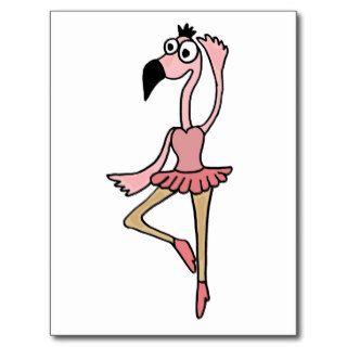 XX  Pink Flamingo Ballerina Dancer Cartoon Postcards