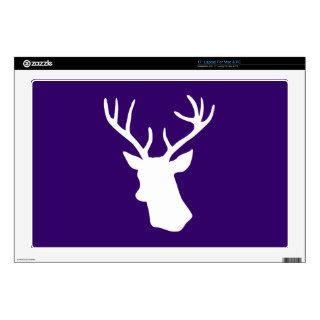 White Deer Head Silhouette   Dark Purple Skins For Laptops