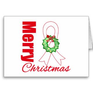 Lung Cancer Awareness Merry Christmas Ribbon Greeting Cards