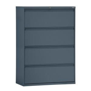 Sandusky 800 Series 42 in. W 4 Drawer Full Pull Lateral File Cabinet in Charcoal LF8F424 02