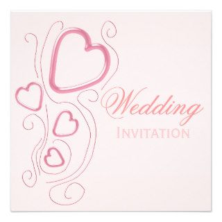Pink Hearts Wedding Custom Invites