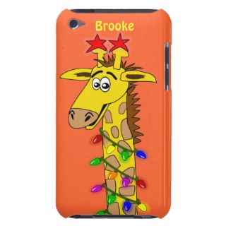Funny Giraffe With Lights Whimsical Christmas iPod Case Mate Case