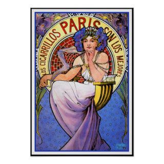 Mucha Art Nouveau Poster  Los Cigarrillos Paris
