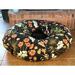Round 50 inch Black Garden Lily Pet Bed Other Pet Beds