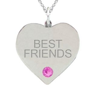 10k Gold October Birthstone Pink Tourmaline 'Best Friends' Heart Necklace Gemstone Necklaces
