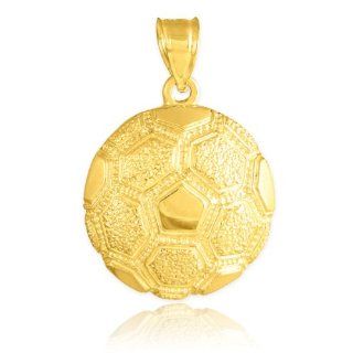 10k Yellow Gold Sports Charm Textured Soccer Ball Pendant Jewelry