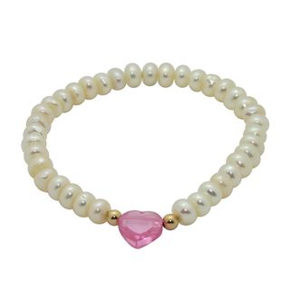 Junior Jewels White Freshwater Pearl and Crystal Baby Bracelet (6 mm) Children's Bracelets