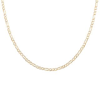Sterling Essentials 14k Two tone Gold Italian Pave Figaro Chain Necklace Sterling Essentials Gold Necklaces