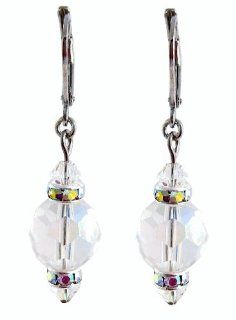 Faceted Glass Drop Earrings   Clear Iridescent (F6) Serenity Crystals Jewelry