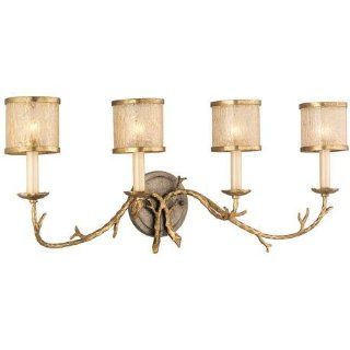 Parc Royale Collection 4 Light 31" Gold and Silver Leaf Bathroom Vanity Fixture with Golden Ice Glass 66 64    