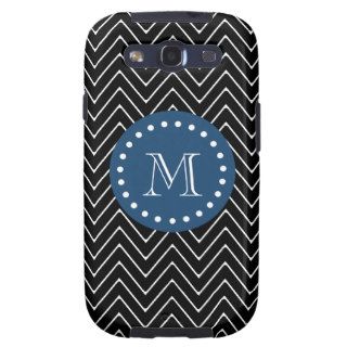 Navy Blue, Black and White Chevron Pattern  Your Galaxy S3 Cover