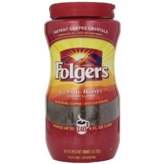 Folgers Instant Coffee Crystals, Classic Roast, 16 Ounce  Grocery & Gourmet Food