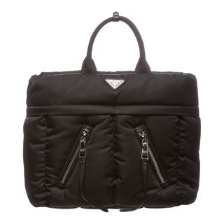 Prada 'Tessuto' Black Bomber Diagonal zip Tote Prada Designer Handbags