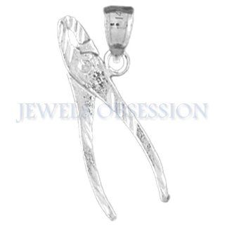 Rhodium Plated 925 Sterling Silver Plier Pendant Jewels Obsession Jewelry