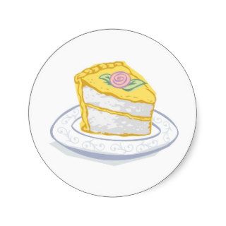 Slice of Cake with Yellow and Pink Frosting Round Stickers