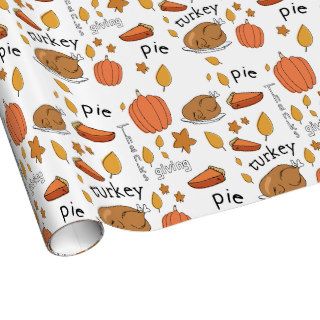 Thanksgiving Turkey Pumpkin Pie Pattern Wrapping Paper