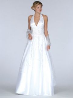 Formal Evening Gown. White Halter Ball Gown Dress for Prom, Party, Wedding by Sean Collection (374 XS)