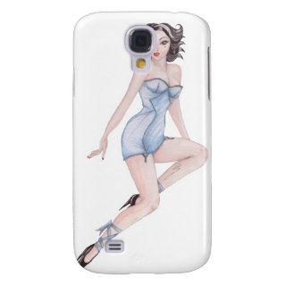 Blue corselette pin up girl art galaxy s4 cases