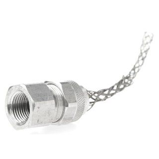 Woodhead 36290 Cable Strain Relief, Straight Female, Deluxe Cord Grip, Aluminum Body, Stainless Steel Mesh, 3/4" NPT Thread Size, .250 .375" Cable Diameter, F2 Form Size Electrical Cables