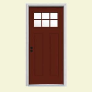 JELD WEN Craftsman 6 Lite Painted Steel Entry Door with Brickmould THDJW167700832