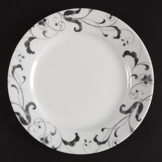 Corning Faenza Luncheon Plate, Fine China Dinnerware   Impressions,Black Floral