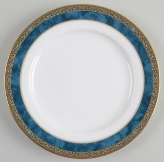 Mikasa Chevalier Salad Plate, Fine China Dinnerware   Gold Scrolls,Teal Marble B