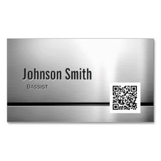 Bassist   Stainless Steel QR Code Business Card Template