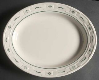 Longaberger Woven Traditions Heritage Green 12 Oval Serving Platter, Fine China