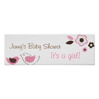 Blossom Baby Bird Baby Shower Banner Sign Posters