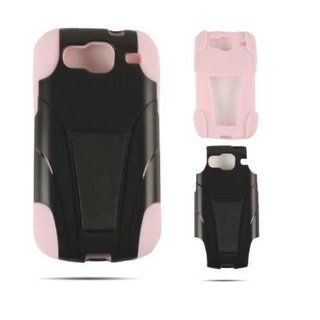 1 PIECE ACCESSORY CASE COVER FOR SAMSUNG SCH I425 JELLY CASE PINK SKIN BLACK SNAP WITH STAND Cell Phones & Accessories