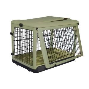 Pet Gear 27 in. x 18.25 in. x 21.75 in. The Other Door Steel Crate with Plush Pad PG5927BSG