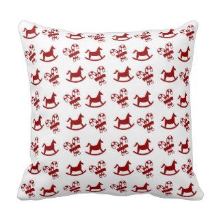 Christmas Candy Canes Rocking Horses Throw Pillow