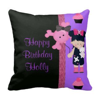 Goth Girlie Cupcake Birthday Throw Pillows