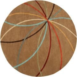 Hand tufted Brown Contemporary Argand Wool Abstract Rug (4' Round) Round/Oval/Square