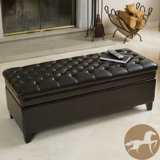 Christopher Knight Home Hastings Tufted Espresso Brown Leather Storage Ottoman Christopher Knight Home Ottomans