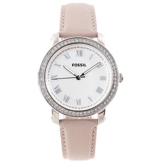Fossil Women's 'Emma' Beige Leather Strap Mother of Pearl Dial Watch Fossil Women's Fossil Watches