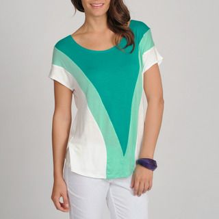 Annalee + Hope Women's Jade Colorblocked T shirt Annalee + Hope Short Sleeve Shirts