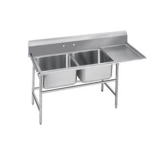 Advance Tabco Sink   (2) 20x20x12 Bowl, 24 Right Drainboard, 16 ga 304 Stainless