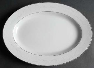 Towne Lovelace 12 Oval Serving Platter, Fine China Dinnerware   White Flowers&L