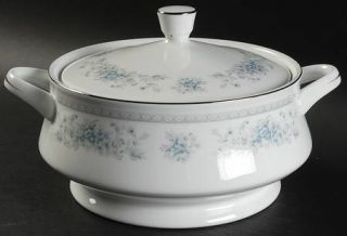 Salem Bridal Bouquet Round Covered Vegetable, Fine China Dinnerware   Blue/Gray