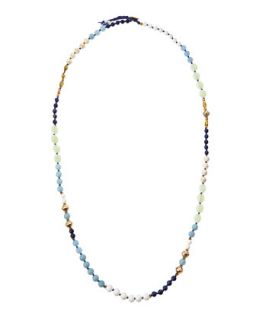 Long Mixed Stone Necklace, Blue